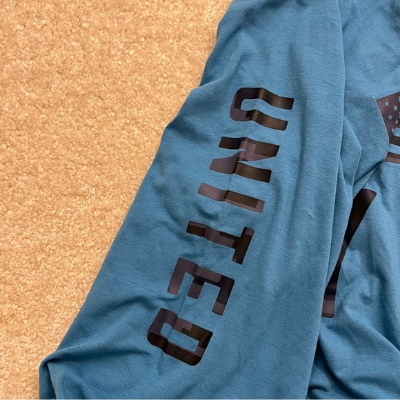 NEW Under Armour Shirt Mens 2XL XXL Blue Project Rock Veterans Day By Sea - FLAW - Picture 7 of 12